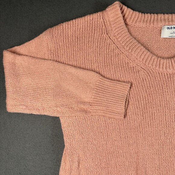 Old Navy Sweater Womens Small Pink Tunic Length V Neck Long Sleeve 100% Cotton - Picture 2 of 13
